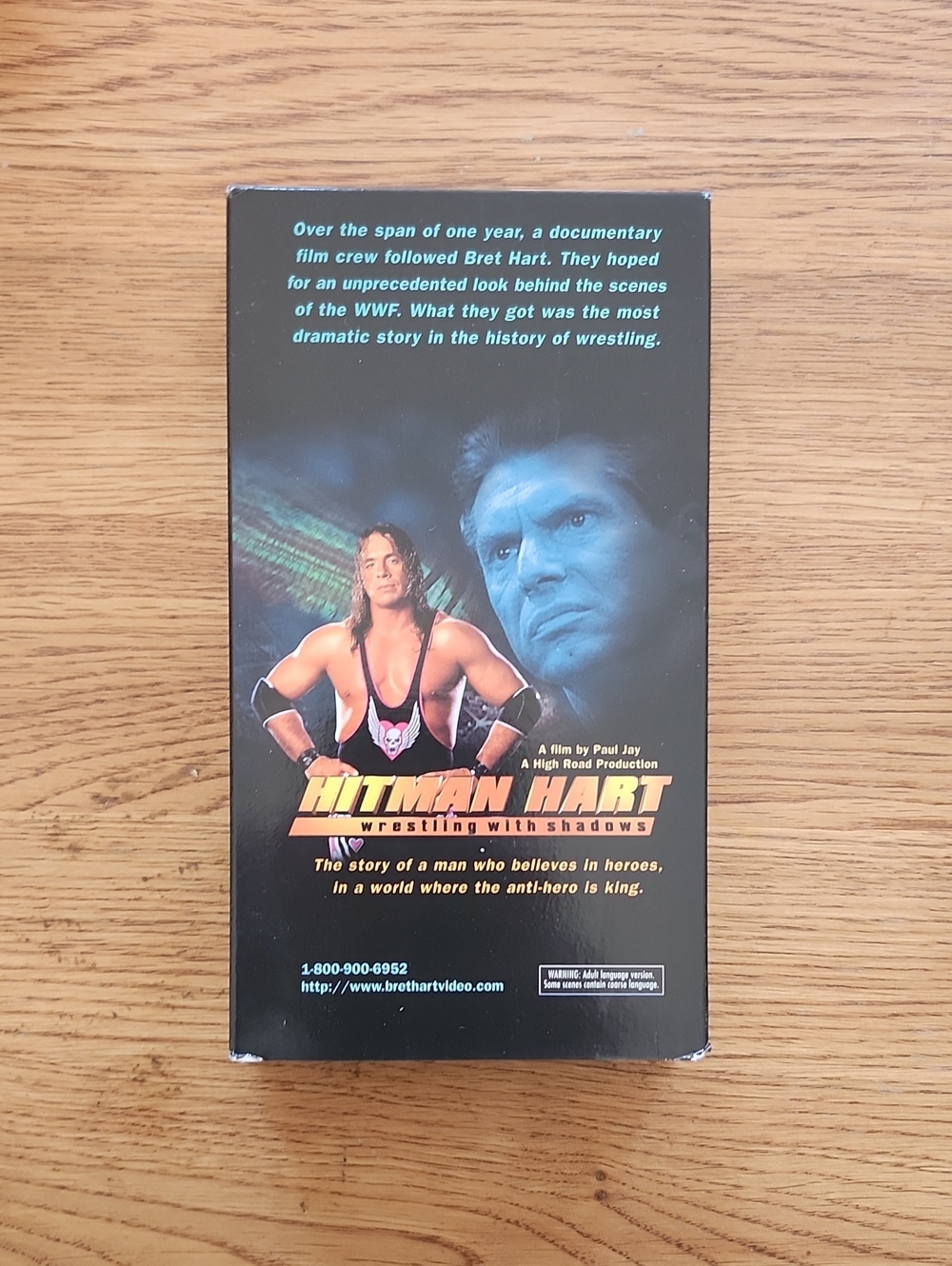 WWE Hitman Hart Wrestling With Shadows VHS - Black & Blue Artwork